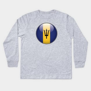 Barbados National Flag Glossy Button Kids Long Sleeve T-Shirt